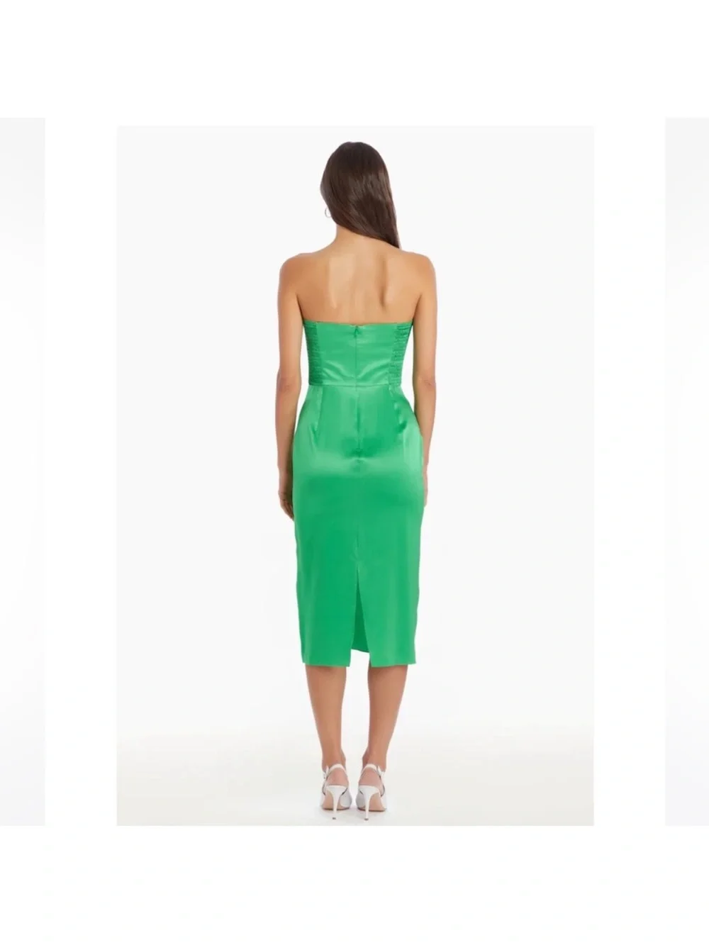 Amanda Uprichard Strapless Satin Midi Dress – Green Cocktail – Small - Picture 8 of 10